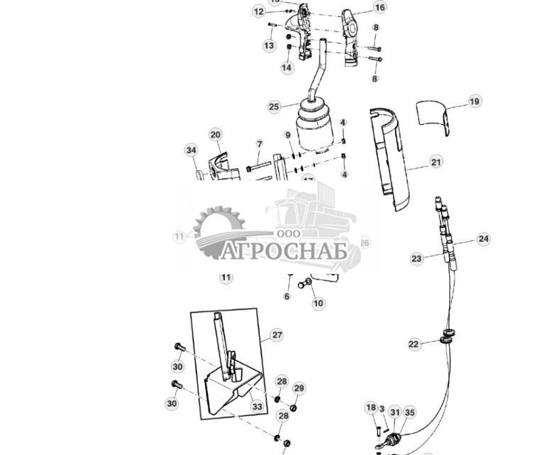 МНОГОФУНКЦИОНАЛЬНАЯ РУКОЯТКА ДВОЙНОГО SCV (ТРАКТОРЫ С КАБИНОЙ И ТРАКТОРЫ С OOS) - ST305205 351.jpg